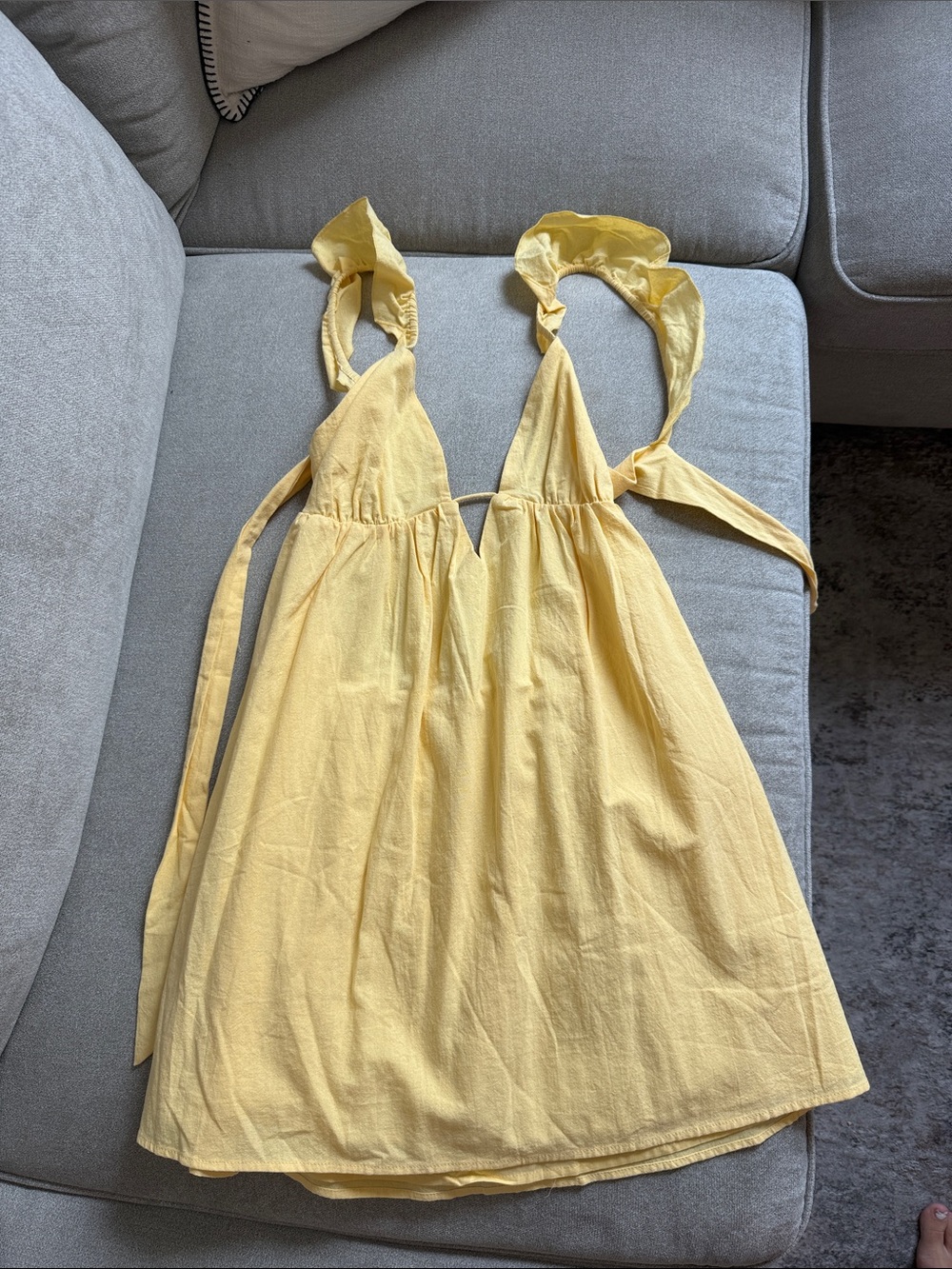 Beginning Boutique Yellow Tie-Strap Mini Dress